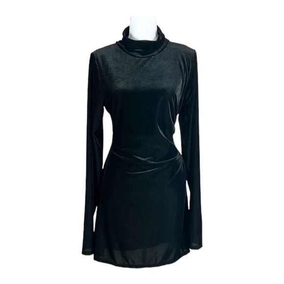 NWT AFRM Lorin Noir Black Mock Neck Side Cut Out Dress Size XL - Picture 1 of 7